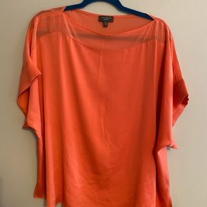 Satin/sheer shoulder short sleeve blouse- the Limited